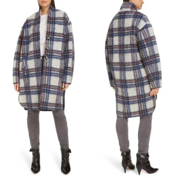 Isabel Marant‎ Etoile Gabriel Plaid Wool Shacket Jacket Coat Women Size 36, 6, M - Picture 2 of 8